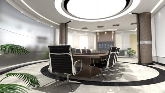 圆桌会议, 光, 室内设计, 电视, 多, 办公室, 会议室