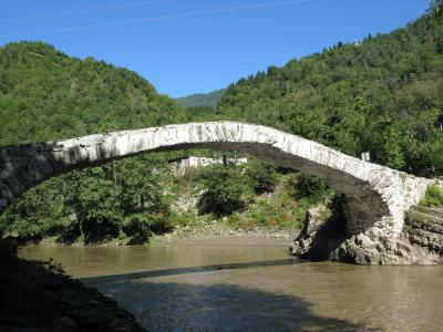 桥梁, 河, 山脉, 自然, 景观, 格鲁吉亚