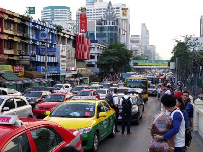 泰国, 曼谷, 交通堵塞, 建筑, 汽车, 车辆, 城市
