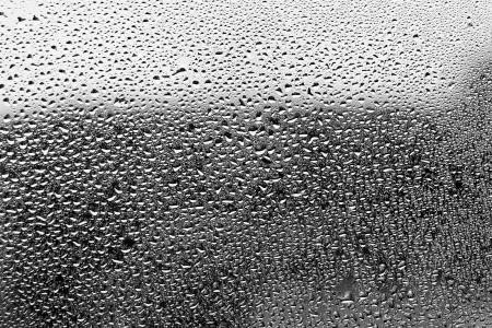 下降, 雨滴, 玻璃, 灰色