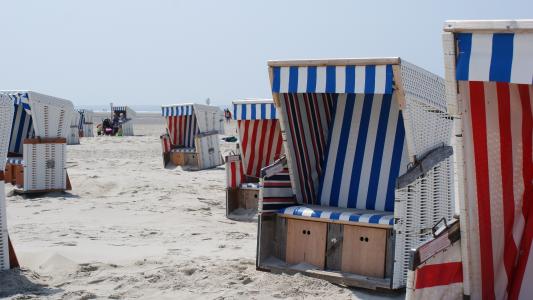 北海, 海滩, 沙滩椅, 海岸, 假日, 夏季, 风保护