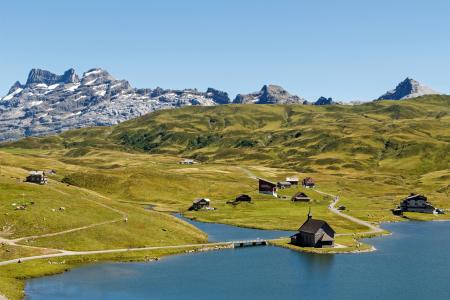 瑞士, 山脉, bergsee, melchsee, 山, 风景, 没有人