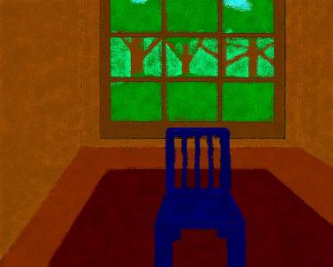蓝色, 椅子, 空, 房间, 绘画, 泰迪, 窗口