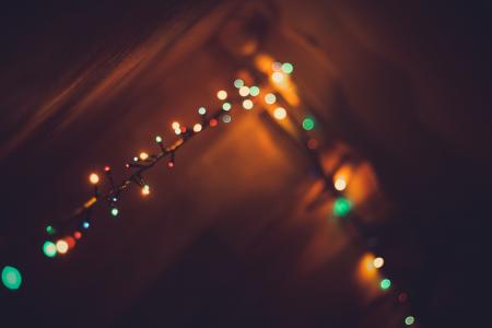 散景, 圣诞灯, 黑暗, 装饰, 照明