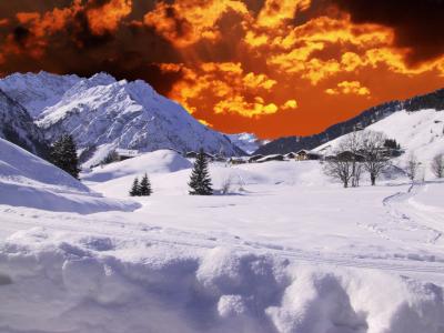 冬天, 寒冷, 晚上, 雪, 景观, 白雪皑皑, 感冒