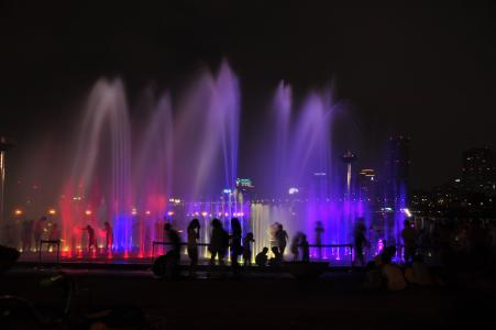 夜景, 音乐喷泉, 倾角, 男子, 汉城, 韩国, 韩国人