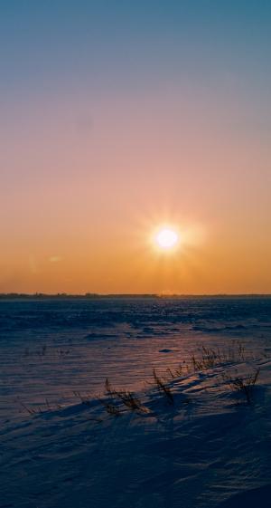 太阳, 西伯利亚, 冬天, 日落, 沉默