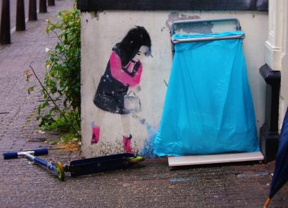 街头艺术, 女孩, 滚子, 铸造, 阿姆斯特丹, 全长, 一个人