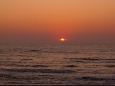 日落, 海, 海滩