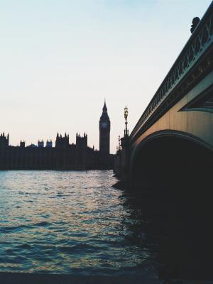 伦敦, 大笨钟, 桥梁, 水, 河, 城市景观, 日落