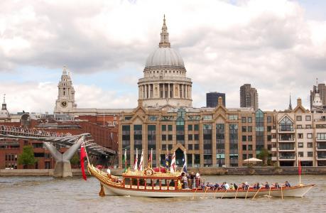 伦敦, 圣保罗大教堂, 泰晤士河畔, 著名的地方, 航海的船只, 建筑, 旅行