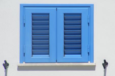 窗口, 蓝色, 卷起的门, 颜色, 夏季, 房子