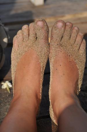 双脚, 沙子, 海滩, 脚, 赤脚, 夏季, 假日