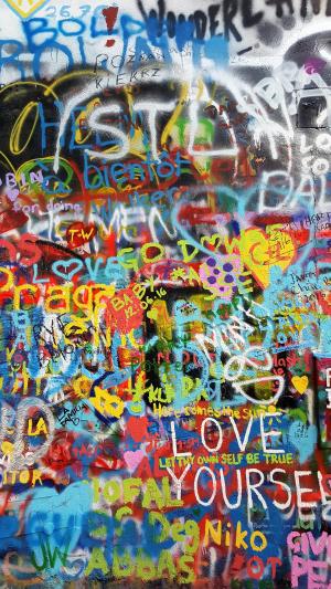约翰 · 列侬墙, 布拉格, 多彩, 涂鸦, 油漆, 颜色, 艺术