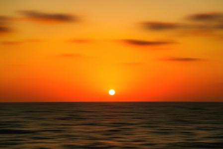 海, 日落, 天空, 橙黄, 地平线, 仍