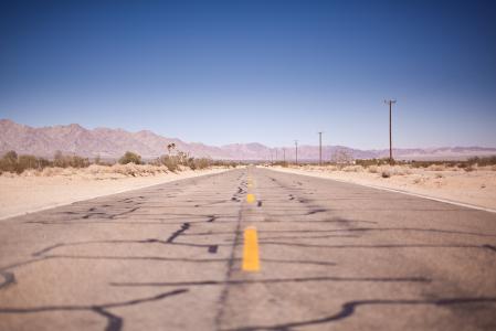 沥青, 荒芜, 沙漠, 干, 公路, 观点, 道路