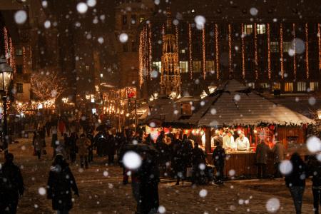 圣诞市场, 雪, 冬天, 圣诞节, 纽伦堡, 雪花, 圣诞布登