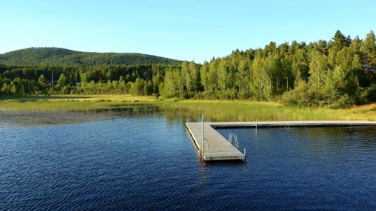 湖, 瑞典, 码头, 水, 池塘, 池塘边