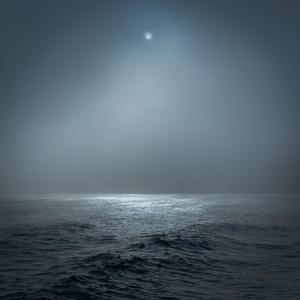 灰色, 海, 月光, 月亮, 海洋, 海洋, 水上的地平线