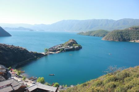 丽江, 泸沽湖, 风景, 景观, 湖, 岛屿