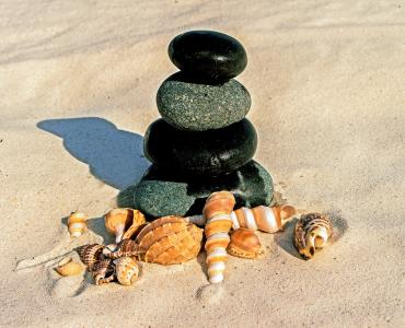 石头, 海贝壳, 海滩, 沙子, 平的石头, 海石, 石头禅