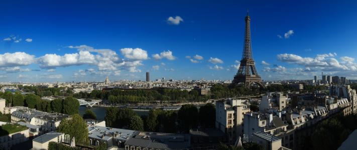 巴黎, 埃菲尔铁塔, 全景, 城市, 视图