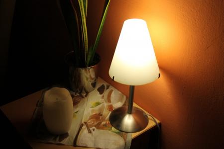 床头桌, 夜台灯, 灯, 光, 照明, 氛围, 气氛