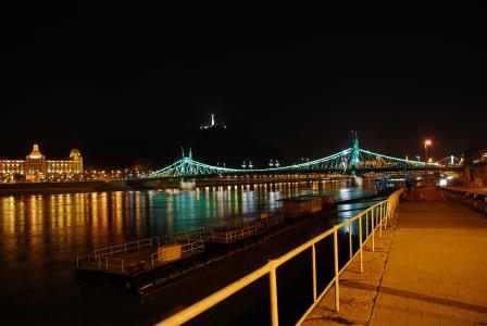 布达佩斯, 在晚上, 桥梁, 晚上, 河, 桥-男人作结构, 建筑
