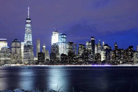 天际线, 曼哈顿, 纽约, 纽约, 城市景观, 景观, worldtradecenter