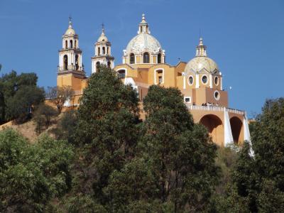 墨西哥, 普埃布拉, 乔卢拉, 教会, 地方, 人, 建筑