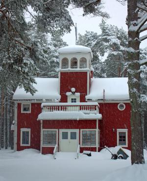 芬兰, 建设, 教会, 冬天, 雪, 树木, 风暴