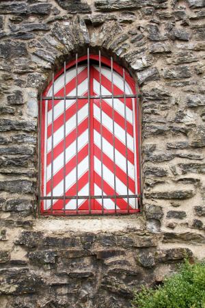 窗口, 城堡, 墙上, 条纹, 红色白色, 网格