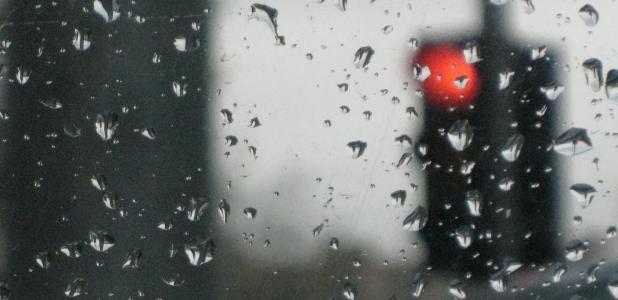 城市, 红色, 驱动程序, 窗口, 雨滴, 水珠, 驾驶