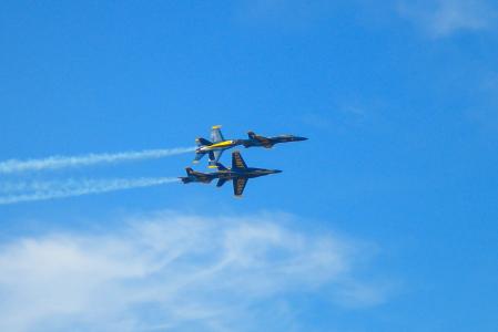蓝色的天使, f18 大黄蜂, 飞机, flugshow, 喷气战斗机, 形成, 飞行