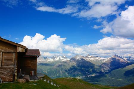 小木屋, 恩加丁, 瑞士, 山, 高山, 阿尔卑斯山, 景观