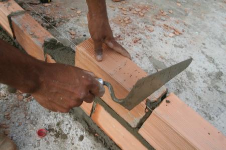 手, 砖, 建设, 建筑业, 工作, 木材-材料, 体力劳动者