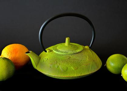 照片, 绿色, 水壶, 包围, 水果, 茶壶, 三通