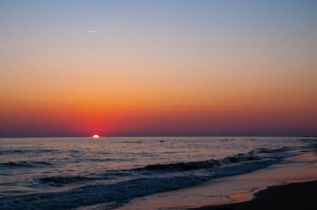 日落, 海, 海滩, 水, 太阳, 地平线, 气氛