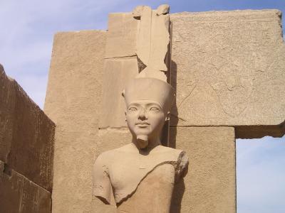 埃及, 卢克索, 卡纳克神庙, 雕像, 法老, 头, 胸围