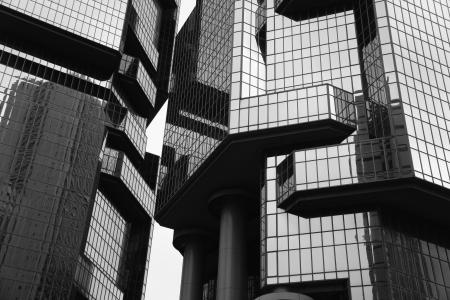 建筑, 摩天大楼, 城市, 建设, 黑色和白色, 香港, 金融