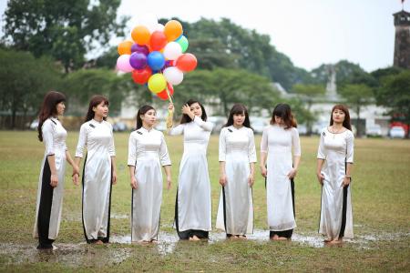 女孩, 气球, 妇女, 亚洲, 日语, 中文, 站