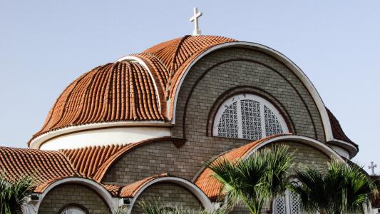 塞浦路斯, dherynia, 教会, 东正教, 圆顶, 建筑, 宗教