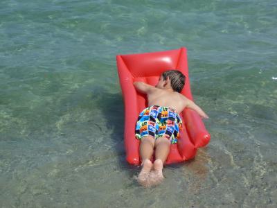 空气床垫, 儿童, 水, 浮体, 海, 放松, 假日