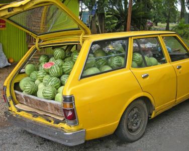 西瓜, 交付, 汽车, 加载, 有趣, 甜瓜