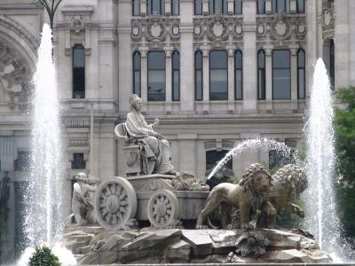 喷泉, 四-马, 马, 雕塑, 马德里, 西班牙, 一同广场