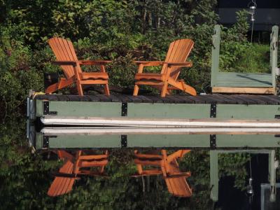 椅子, 湖, 反思, 魁北克省, 户外, 板凳, 木材-材料