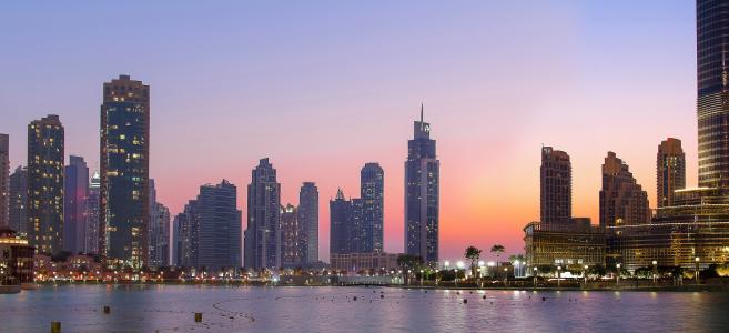 迪拜 3, 晚上, 建筑, 建设, 摩天大楼, 城市天际线, 城市