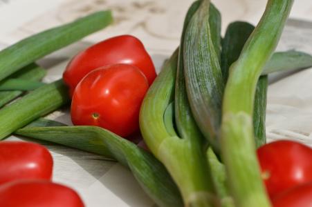 西红柿, 葱, 蔬菜, 健康, 维生素, 弗里施, 吃