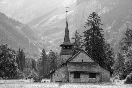 教会, 山脉, 教堂, 瑞士, 木制教堂里, 因特拉肯, 山教堂