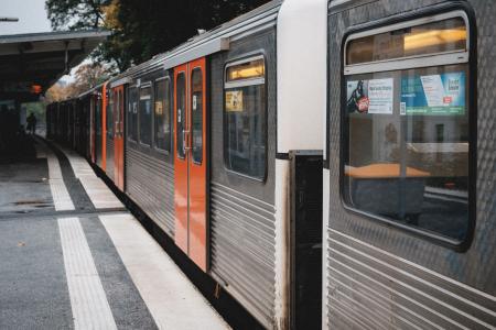 灰色, 棕色, 火车, 旅行, U-地铁, 培训-车辆, 公共交通
